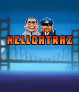 Dive into the thrilling world of Hellcatraz slot by Relax Gaming, showcasing a cartoonish prisoner and a guard with the infamous Alcatraz prison and San Francisco skyline in the background. This image captures the adventure and mischief of an prison break-themed game, perfect for fans of retro gaming, offering a nostalgic gaming experience. 